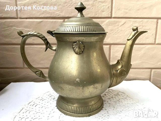 Красив месингов чайник от Англия, снимка 2 - Антикварни и старинни предмети - 53389479