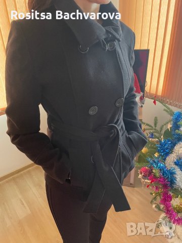 Черно късо палто, размер М, снимка 5 - Палта, манта - 38896011