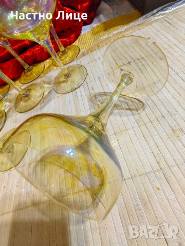 Комплект Разкошни Старинни Стъклени Чаши Калиево Стъкло, снимка 2 - Колекции - 42380072