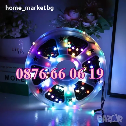 Коледни лампички 100 метра на макара, бяла светлина, водоустойчиви, снимка 4 - Декорация за дома - 52424867