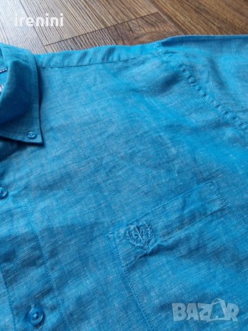 Страхотна мъжка ленена  риза BETTONI размер XL / 2XL, снимка 7 - Ризи - 41524569