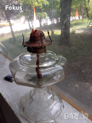 Стъклена газена лампа, снимка 2 - Антикварни и старинни предмети - 53384092