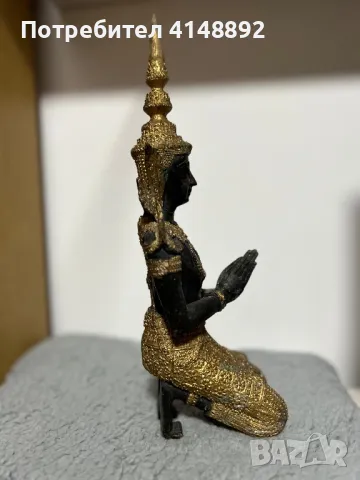Тайландска бронзова фигура на танцьорка/ Буда, снимка 4 - Антикварни и старинни предмети - 48479767