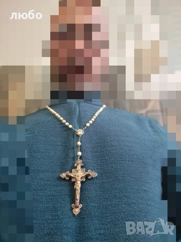 КРЪСТ ФИЛИГРАН СЪС СЕДЕФ КАТОЛИШКИ 18-19 ВЕК, снимка 4 - Други ценни предмети - 52186332