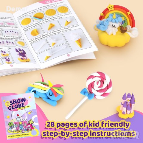 Комплект за изработка на снежен глобус за деца въртящ музикален с пластелин, снимка 3 - Рисуване и оцветяване - 41808595