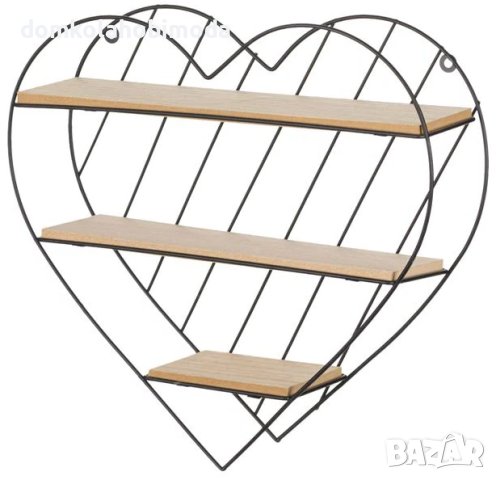 Етажерка сърце 3 нива.Метал и дърво,33x9,5x32 см, снимка 2 - Етажерки - 40593204