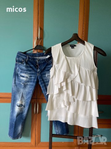 DKNY,Марков ,естествена коприна топ,нежно екрю