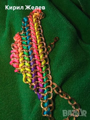 ЗЛАТИСТО ВИНТИДЖ АРТ УКРАШЕНИЕ ОГЪРЛИЦА РЪЧНА ПЛЕТКА 27868, снимка 10 - Колиета, медальони, синджири - 37097150