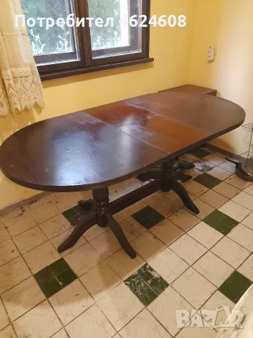 Маса от масивно дърво и Виенска закачалка, снимка 2 - Маси - 56045596