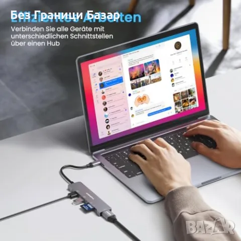 Нов хъб USB C адаптер 5 в 1 HDMI USB 3.0 USB 2.0 SD Micro SD за лаптоп, снимка 6 - Друга електроника - 55931992