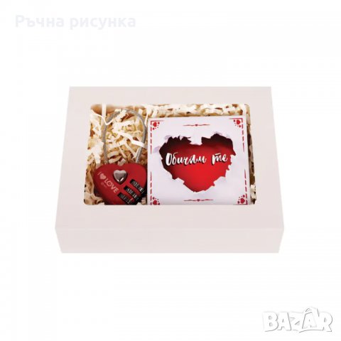 Kомплект "Обичам те" - огледало и метален катинар "Сърце" с шифър, снимка 1 - Декорация за дома - 39214548