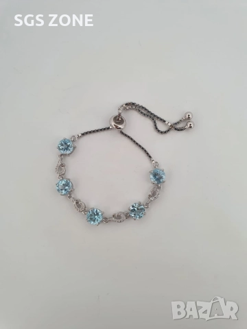 СРЕБЪРНА ГРИВНА СЪС СИН ИЛИ РОЗОВ ТОПАЗ И ПЕРИДОТ 925, снимка 5 - Гривни - 52367480