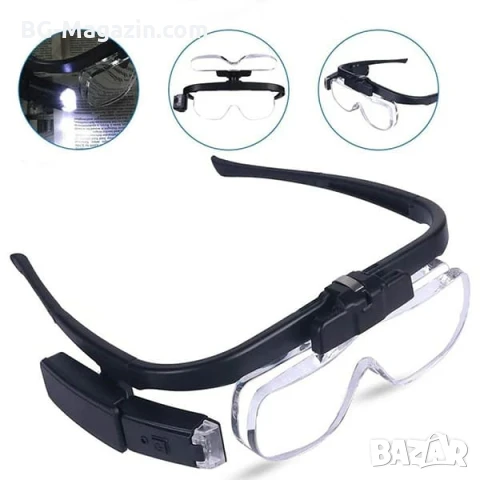 Професионална увеличителна лупа за глава очила LED осветление за четене шиене гоблени бродиране, снимка 11 - Други инструменти - 50919261