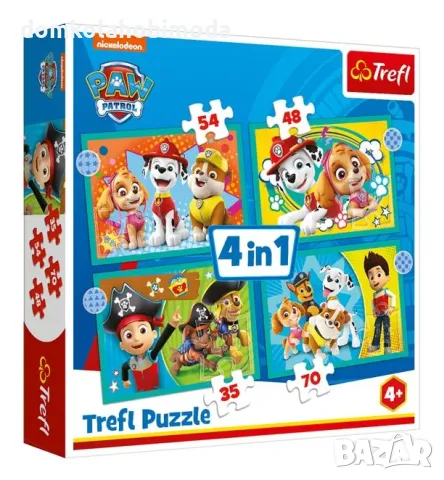 Пъзел Paw Patrol Trefl,4в1,35, 70 54, 48