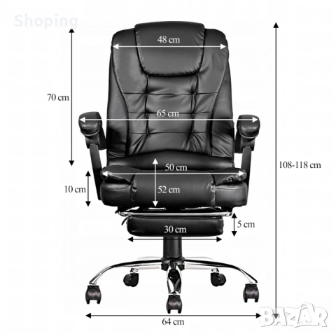 Ергономичен въртящ се офис стол с масаж и поставка за крака, снимка 4 - Столове - 53270046
