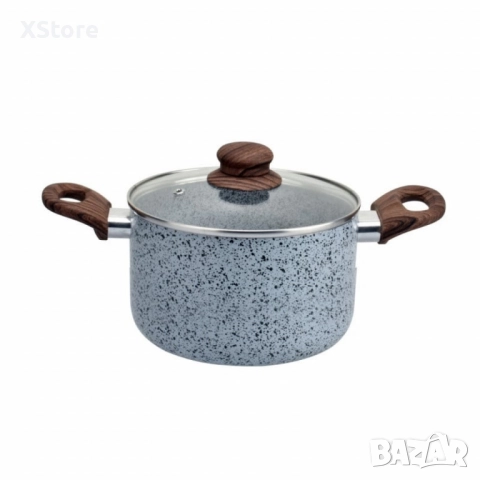 Тенджера Voltz Siena, Дълбока, Мраморно каменно керамично покритие, Светло сив