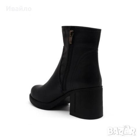 Дамски черни боти от естествена кожа на ток , снимка 7 - Дамски боти - 52229034
