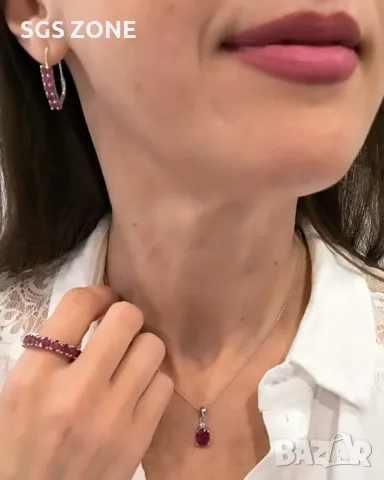 Сребърни Обеци с Рубини/Сапфири/Изумруди, снимка 8 - Обеци - 49932378