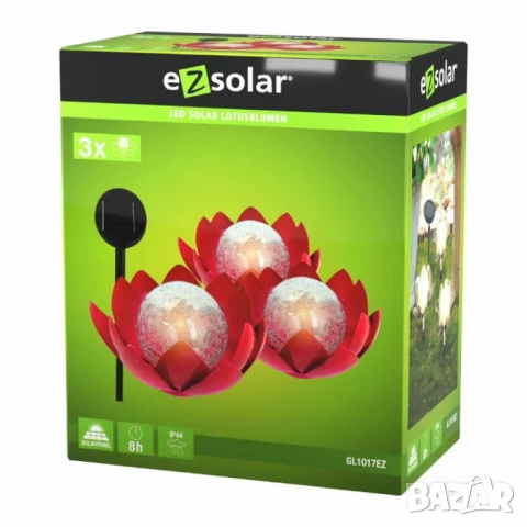 LED слънчев градински соларен панел с 3 светещи лампи цветя, снимка 4 - Лед осветление - 50995558