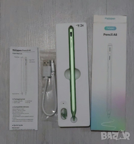 Продавам нова дигитална писалка Metapen Pencil A8 (Mint Green) за iPad – идеална за рисуване