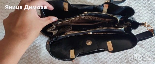 дамска черна кожена чанта , снимка 2 - Чанти - 53840675