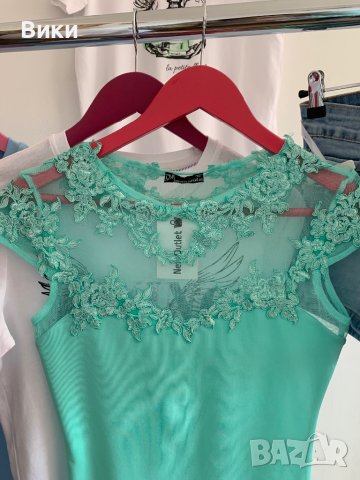 Дамска блуза с дантела , снимка 8 - Тениски - 41227406