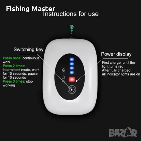 Помпа за въздух с батерия/ USB , снимка 2 - Оборудване за аквариуми - 41971920