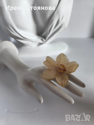 Регулируем пръстен с естествен цвят на орхидея , снимка 8 - Пръстени - 53738081