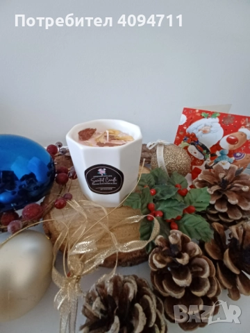 Декоративна свещ със соев восък и аромат на цветя, снимка 3 - Декорация за дома - 52402639