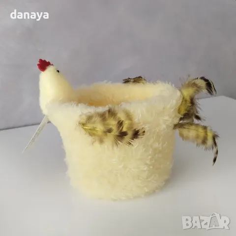 5694 Великденски панер за яйца и лакомства Пухена Кокошка, снимка 4 - Декорация за дома - 49033910