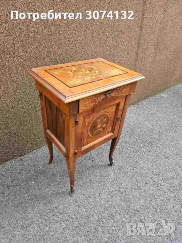 Шкафче с интарзия и обков от месинг, снимка 5 - Шкафове - 52776067