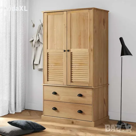 vidaXL Гардероб VIGO, 90x55x170 см, бор масив, снимка 2 - Гардероби - 56147345