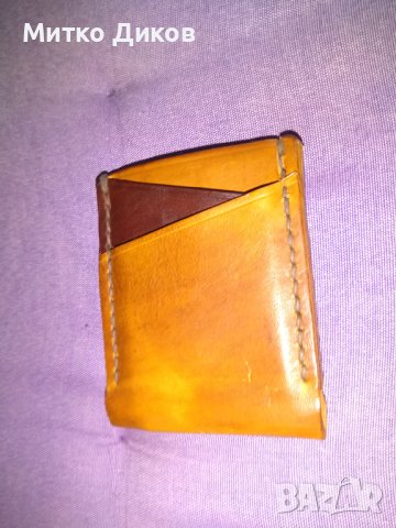 Калъвче дебело за карти документи отлично  -естествена кожа 93х75мм 5 прегради