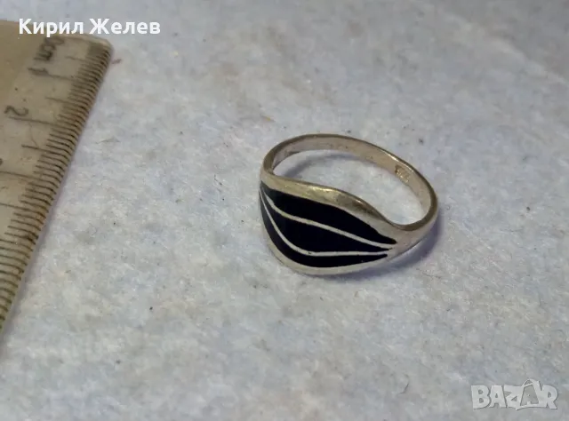 ЕЛЕГАНТЕН ЕМАЙЛИРАН СРЕБЪРЕН ВИНТИДЖ АРТ ПРЪСТЕН СРЕБРО 925 ПРОБА РЪЧНА РАБОТА 48262