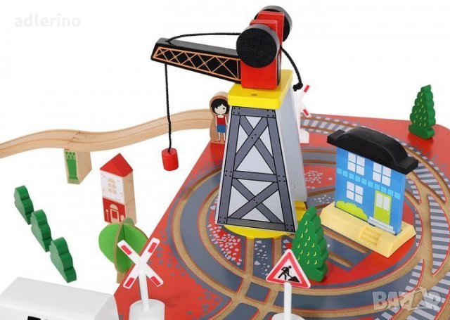 Детска игра Локомотив, дървена писта с влакче, влакова композиция, детско влакче, батерии, 88 елемен, снимка 6 - Влакчета, самолети, хеликоптери - 34154022