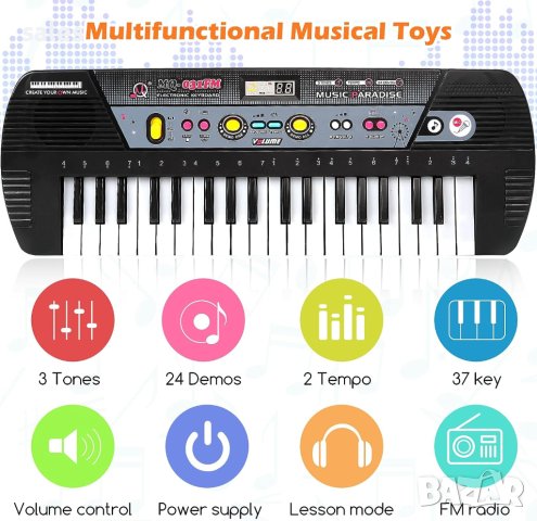 Музикален инструмент йоника с микрофон 37 клавиша, снимка 4 - Музикални играчки - 42151044