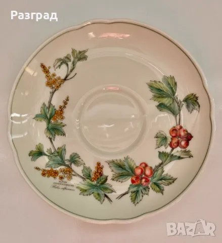 Порцеланов сет чаша с чинийка за чай Seltmann Weiden Bavaria W.Germany, Waldbeere, снимка 8 - Чаши - 48544851