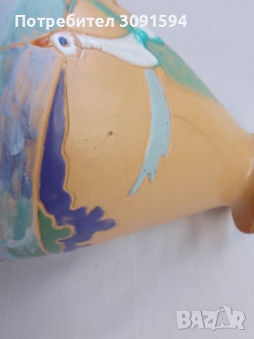 Ваза майолика подписана от автора -1930г, снимка 4 - Други ценни предмети - 41017757