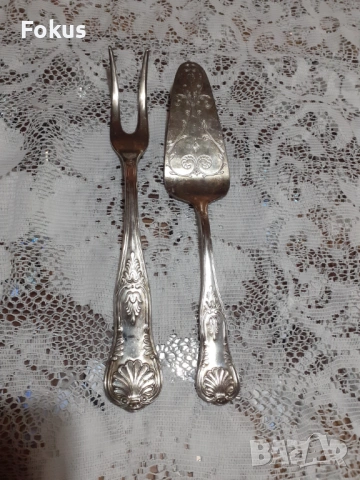 Стари антикварни посребрени прибори 2 бр. маркирани