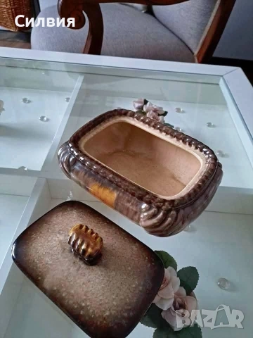 Винтидж керамична купа с капак , снимка 5 - Антикварни и старинни предмети - 53846165