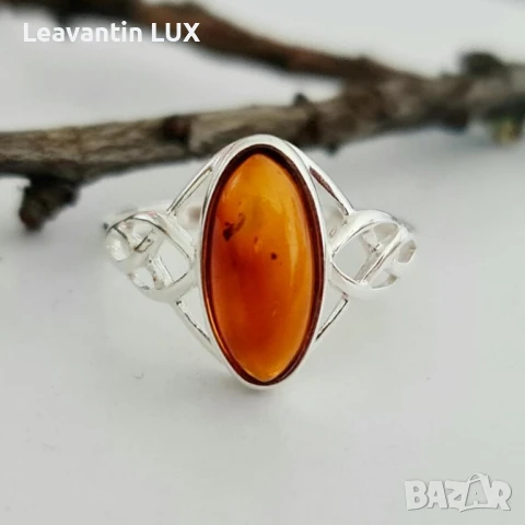 Сребърен пръстен с Балтийски Кехлибар , снимка 3 - Пръстени - 51410541