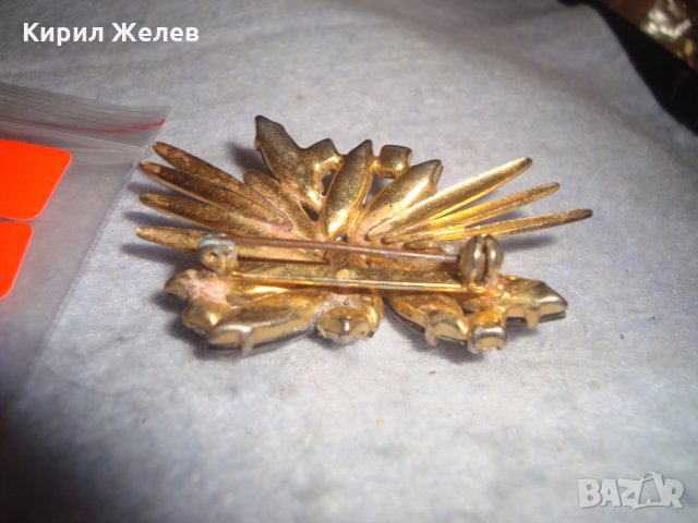 СТАРА ПОЗЛАТЕНА ВИНТИДЖ БРОНЗОВА АРТ НУВО СТИЛ РЕТРО БРОШКА с КРИСТАЛИ 71717, снимка 12 - Антикварни и старинни предмети - 35996988