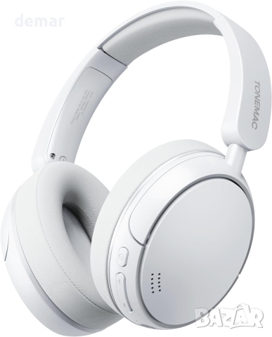 TONEMAC H01 Bluetooth безжични слушалки Hi-Fi стерео, меки Memory Protein наушници, бели