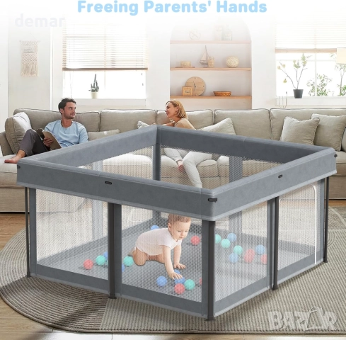 Сгъваема бебешка кошара 125x125 см с 30 броя океански топки, снимка 6 - Кошарки - 52671613