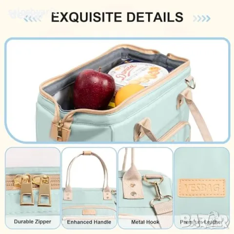 YESBAG Изолирана Чанта за Обяд за Жени, Практична и Здрава, Синя, снимка 4 - Чанти - 49825224