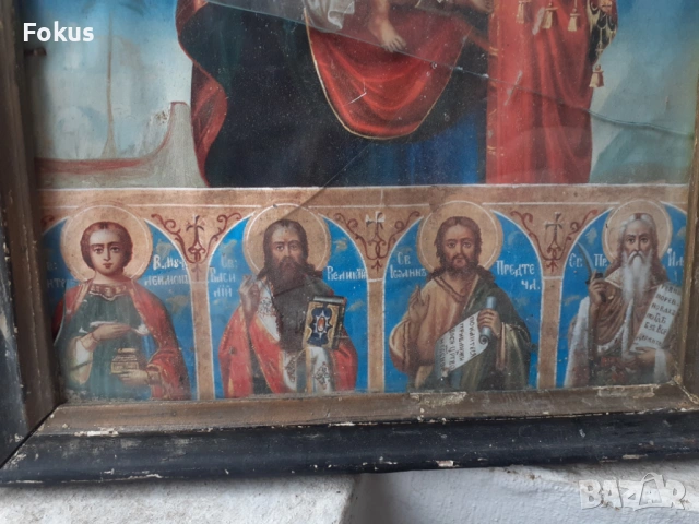 Много стара руска икона литография в рамка, снимка 4 - Антикварни и старинни предмети - 53394317