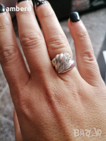 Елегантен сребърен пръстен модел R038, снимка 3 - Пръстени - 53411578
