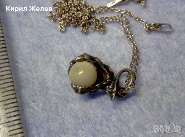 ФИГУРАЛЕН ГОТИК АРТ СРЕБЪРЕН ПЕНДАНТ с НЕЖНА СРЕБЪРНА ВЕРИЖКА МАРКОВО СРЕБРО 925 и ЛУНЕН КАМЪК 40232, снимка 8 - Колиета, медальони, синджири - 50489391