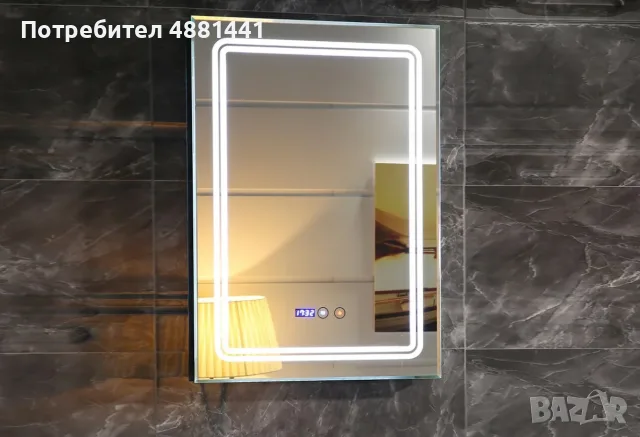 Огледало за баня Inter Ceramic ICL 1791 – LED, нагревател, часовник, 50×70 см.