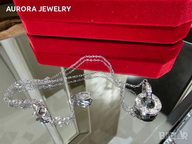 CARTIER Love White Gold Paved Diamonds Chain Дамскo Колие